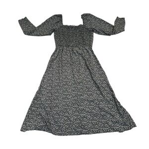 Mi Ami forest green & white long sleeved midi dress, off the shoulder, M.